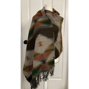 Southwestern Aztec Scarf Shawl Fringe Acrylic Shawl Wrap Pistil Cozy 67"x25"